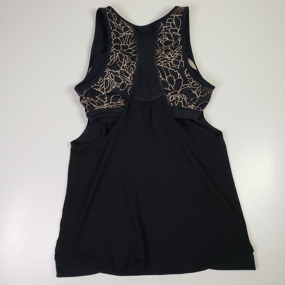 Athleta Fit Team Tank Top Cut Out Mesh Black Gold Women's Size XS - Picture 1 of 10